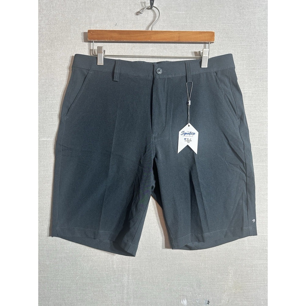 NWTS 1764 Signature Eagle Golf Shorts Mens 34 Black Perforance Stretch
